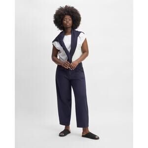Everlane The Off-Duty Barrel Pant Women's M Navy Organic Cotton Baggy Stretch